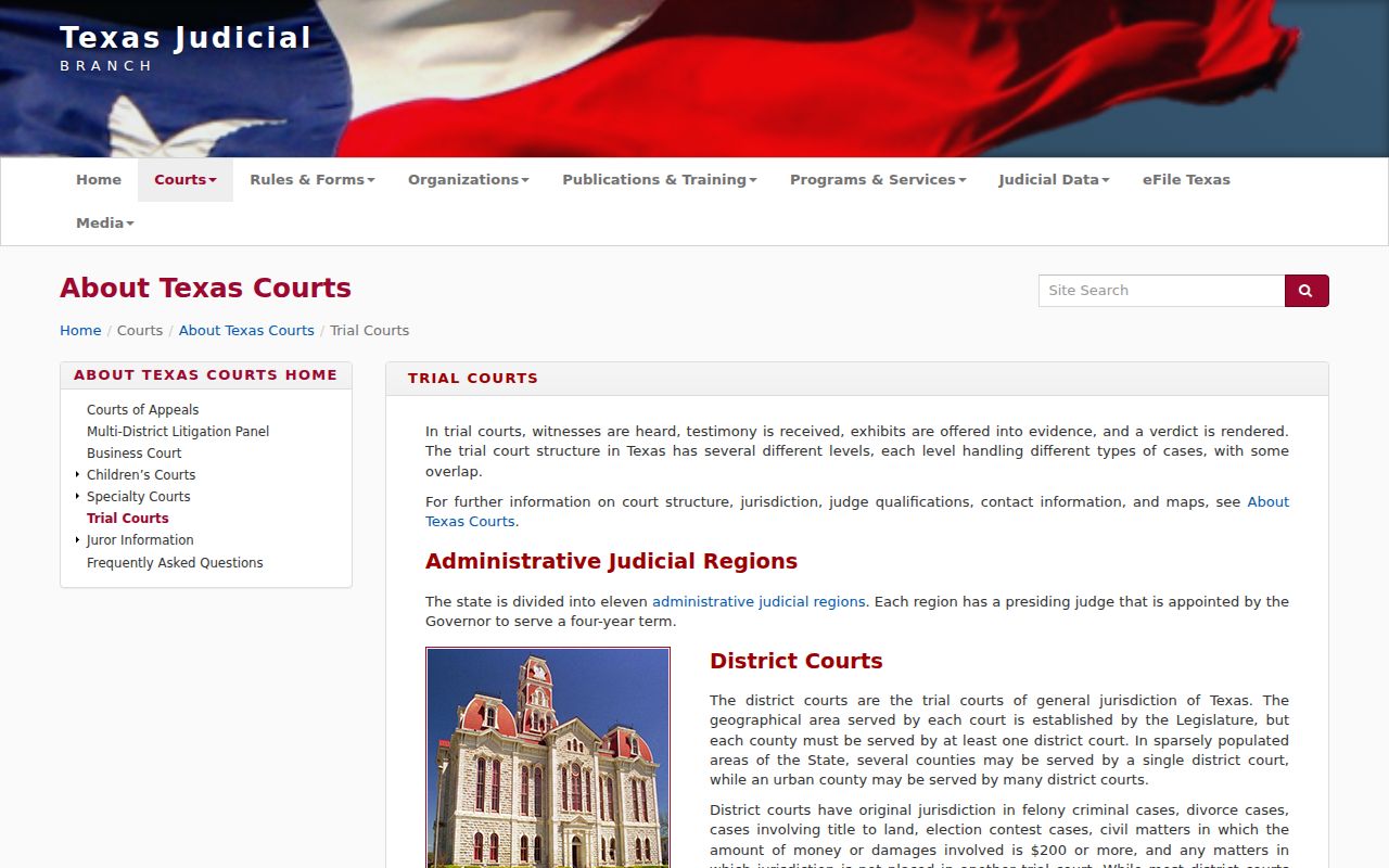 Texas trial courts reference for understanding Randall County warrant records