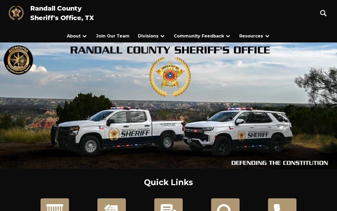 Randall County Sheriff public page navigation for warrant records